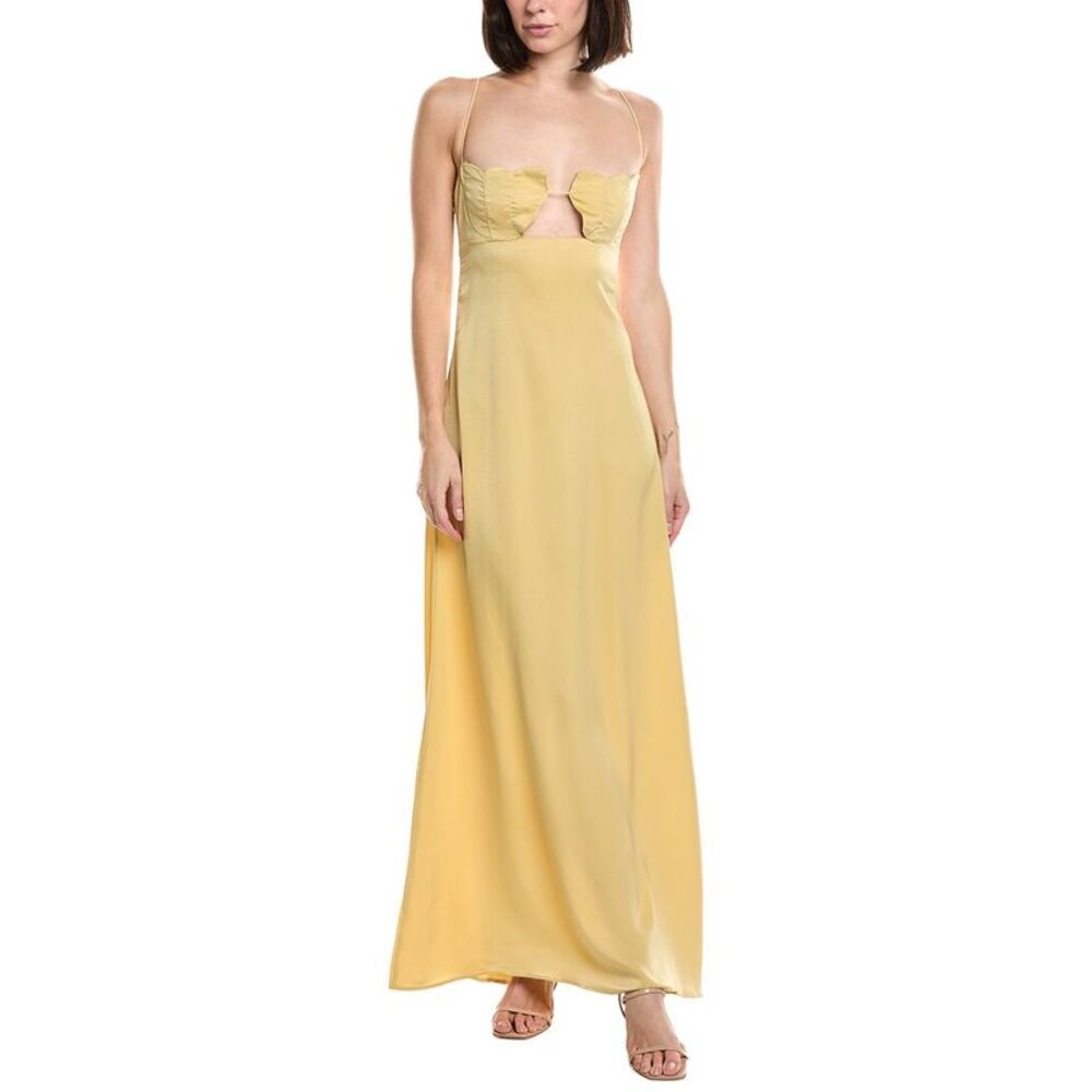 Hl Affair Womens  One Shoulder Maxi Dress, Yellow